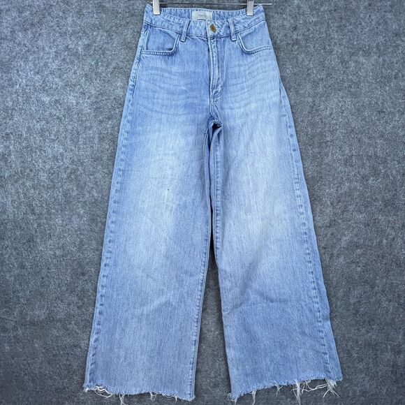 Triarchy Jeans Womens 25 Wide Leg High Rise Baggy Skater Skateboarding Raw Hem - Picture 1 of 8